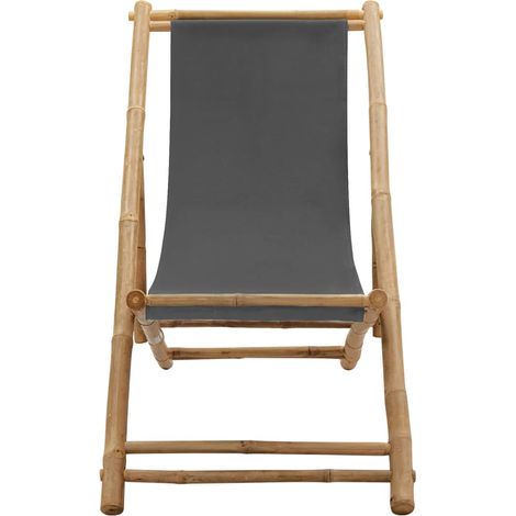 Maison Exclusive - Liegestuhl Bambus und Canvas Dunkelgrau