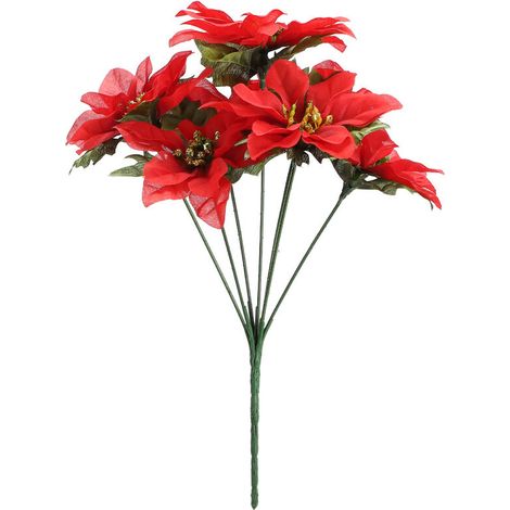 Fleurs Artificielles Rouge Vraie Touche, Faux Décor de Plantes en Soie pour la Maison Bouquets de Mariage Arrangement Floral Décoration de Table de Fête (H) (1/5)