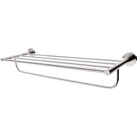 Nimco Unix - Mensola con portasciugamani, lunghezza 65 cm, acciaio inox spazzolato UNM 13063-10 (1/2)