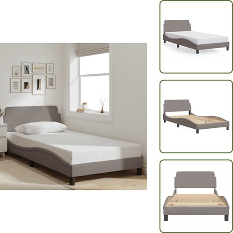 The Living Store Cadre de lit sans matelas taupe 100x200 cm tissu - Cadre De Lit - Lit Double - Lit Tapissier - Literie - Meuble Chambre (1/5)