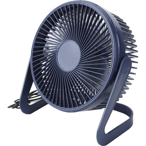 Kleiner, tragbarer und wiederaufladbarer USB-Tischventilator mit 2 Geschwindigkeitsstufen, blau, 20 cm (8 Zoll) Durchmesser, für Studentenwohnheime und den Außenbereich. (1/5)