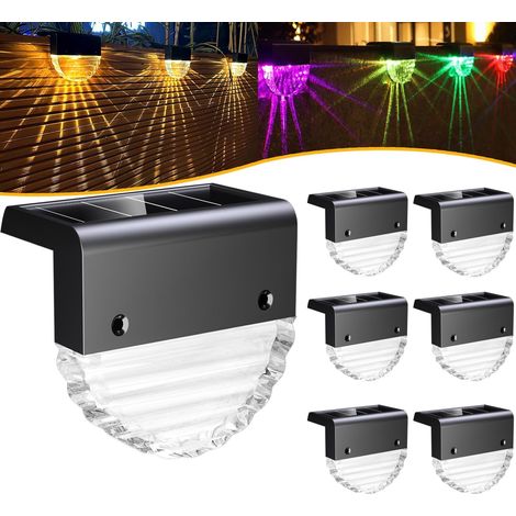 Pack de 6 lampes solaires extérieures pour jardin et terrasse, éclairage mural LED, idéal pour escaliers et clôture (1/5)