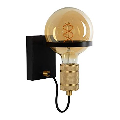 LUCIDE OTTELIEN Lampada da Parete 60 W, Nero, Ottone Satinato (1/3)