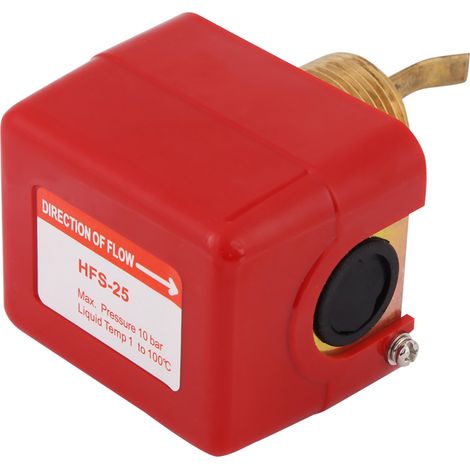 1 Stück AC250V 10Bar Messing-Wasserdurchflussschalter mit Paddelsteuerung, NPT-Gewindeanschluss, rot (1/5)