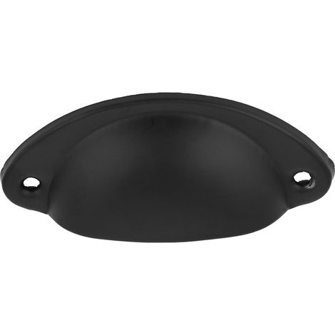 Bouton de tiroir/meuble en métal, poignée de tirage antique en forme de coquillage (noir)