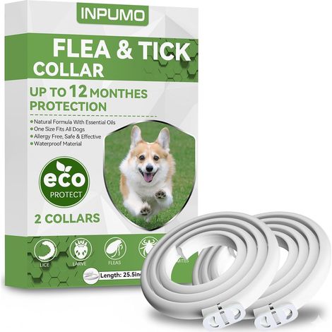 Collier Anti Puces pour Chien, Réglable Collier Antiparasitaire Chien 12 Mois, Naturel Imperméable Élimine Puces, Tiques, Poux, Essentielles 100% Naturelles 2pcs (1/5)