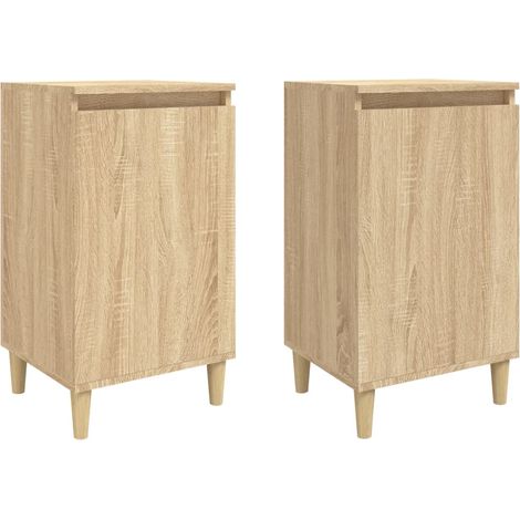 Juego de 2 mesitas de noche con estantes 40 x 35 x 70 cm madera de ingeniería color roble DEC035885 (1/5)