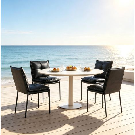 Juego de 4 sillas de comedor negras, respaldo alto, 48 x 55 x 87 cm, 150 kg, DESVIAE (1/5)