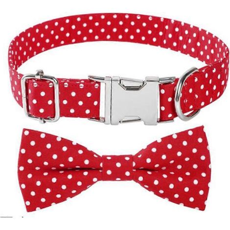 Collier pour chien avec nœud papillon et boucle métallique. Rouge - XS (1/4)