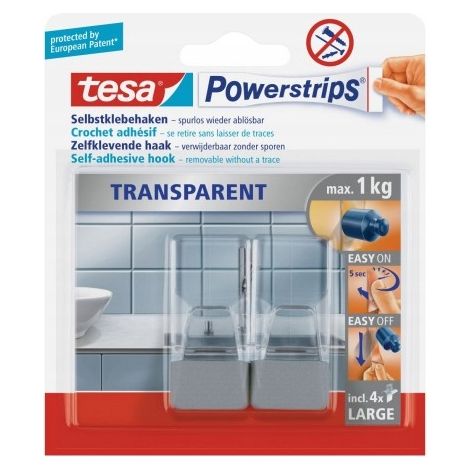 Ganchos autoadhesivos TESA para toallas de hasta 1 kg, de plástico, 2 unidades. (1/3)