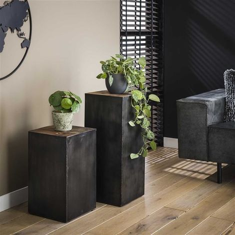 Industrial Side Table Belby Robust Hardwood 70cm (1/2)