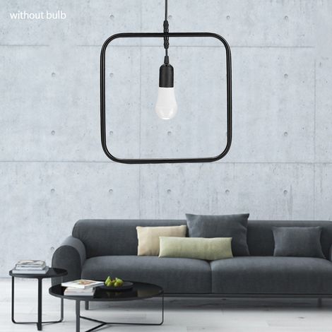 Lampe LED moderne E27 pour salle à manger ou bar, suspension géométrique, cadre en fer noir, 220 V (carrée) (1/5)