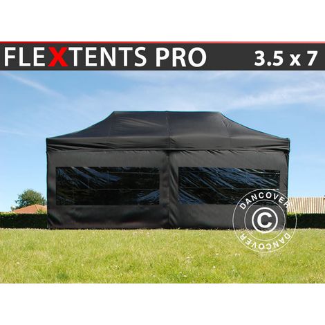 Pop up gazebo FleXtents PRO 3.5x7 m Black, incl. 6 sidewalls (1/2)