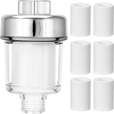 Filtre de Douche, Filtre pommeau de Douche avec 6 éléments filtrants interchangeables, Filtre Anti-calcaire (1/5)