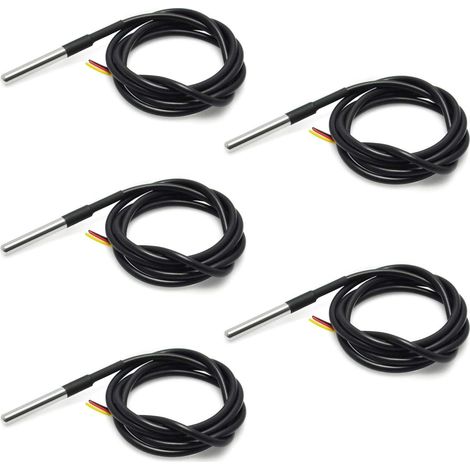 5PCS 18B20 Sensore di temperatura impermeabile Termocoppia Termometro 1M con cavo Resistenza termica Termica