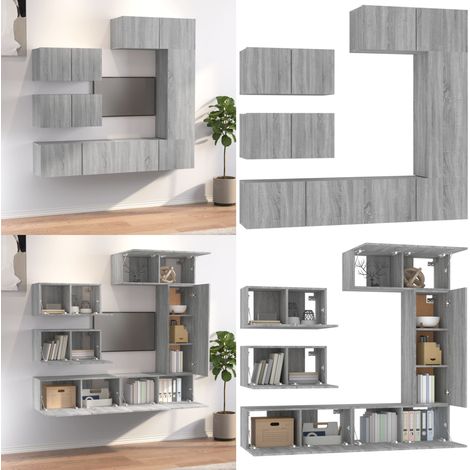 Ensemble de meubles TV 6 pcs Sonoma gris Bois d'ingénierie - Ensemble de meubles TV - Bois d'ingénierie (1/5)