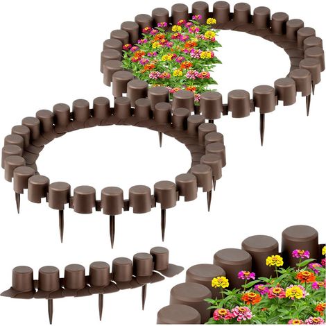 8x Valla de jardín marrón para bordes de césped de 440 cm (1/5)