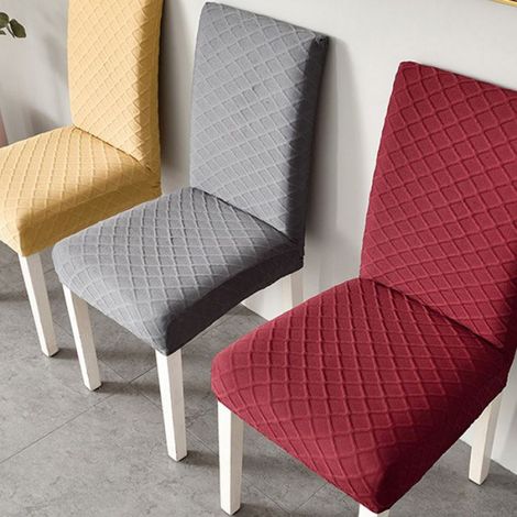 Housse de chaise de salle à manger extensible en treillis de diamant solide, housse de protection amovible et lavable pour chaise (1/5)