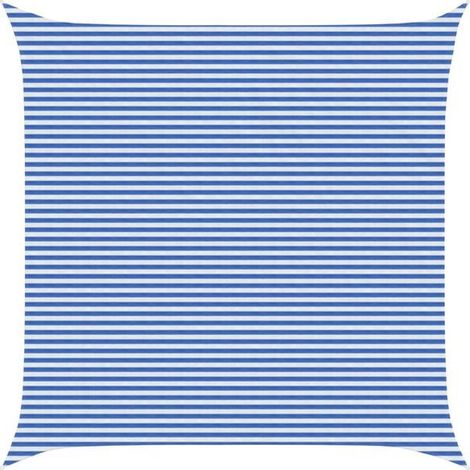 Voile d'ombrage à rayures bleues et blanches, 6 x 6 mètres, PEHD (1/5)