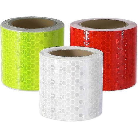 Bande de signalisation réfléchissante, 3 rouleaux multicolores de 5 cm x 3 m, imperméable, haute visibilité, sans résidus, pour véhicules, casques et utilisation nocturne. (1/5)