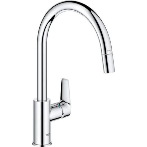 Robinet de cuisine - Mitigeur monocommande évier - Chromé - Bec haut en C - Mousseur extractible - GROHE StartEdge - 30550000 (1/3)