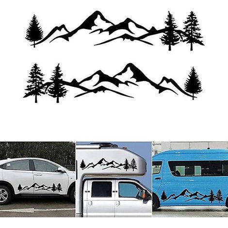 2pcs Black Car Mountain Forest Automatic Decal Sticker (198 40 Cm, Une Paire) Car Side Door Sticker Car Sticker Mountain Decal Tree Forest Vinyl (1/5)