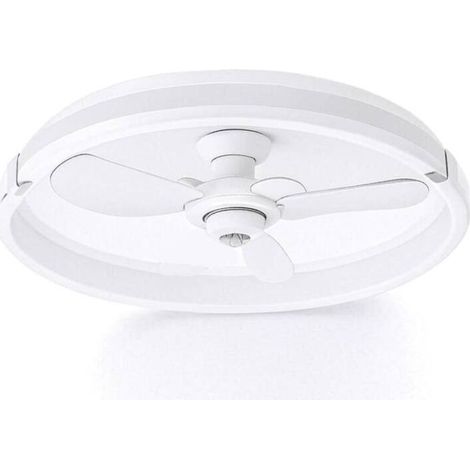 Ceiling Fan with Light and Remote Control, 50cm, Modern Flush Mount LED Lighting Dimmable 3000-6000K, 6 Wind Speeds, White, for Bedroom (1/5)