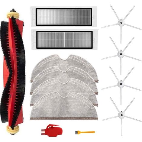 Kit de 13 pièces aspirateur pour Xiaomi pour Roborock S6 S60 S65 S5 Max S6 MAXV S6 Pure Accessoires, 1 Rouleau de balais, 2 filtres, 4 Chiffons de serpillière, 4 brosses latérales (1/4)