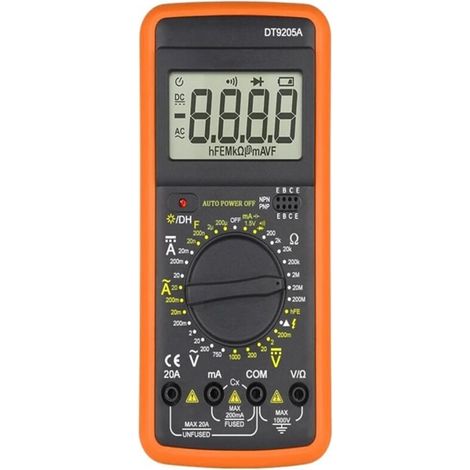 Multimètre numérique DT9205A, testeur de transistors AC/DC, testeur électrique NCV, multimètre analogique professionnel (1/4)