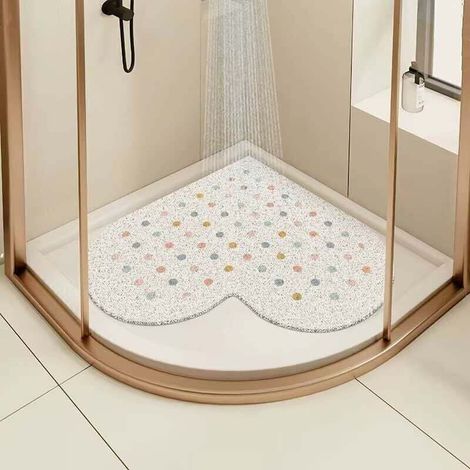 Tapis de douche d'angle antidérapant, tapis de bain doux et confortable avec trous de drainage, tapis antidérapant de massage en PVC en forme de citrouille pour baignoires, douches et douches dans les