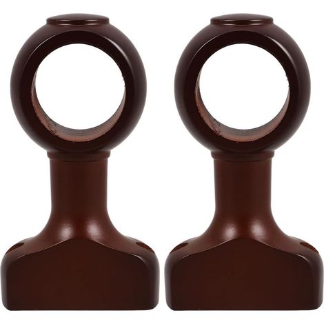 2 Pack RYTTGOP Wood Curtain Rod Brackets, Wall or Ceiling Mount, Fits Single and Double Rods, Brown 35mm (1/5)