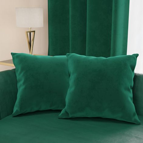 2 Coussins Canapé en Velours avec Remplissage, Housses de Coussin pour Chambre, Coussins Décoratifs en Velours avec Housse à Sac, Vert Émeraude 2 Pièces - 60x40 cm (1/4)
