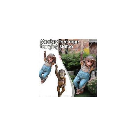 Scimmia che si arrampica su un albero, ciondolo decorativo con corda da appendere, statua in resina per giardino, ornamento per la casa, regalo - NMAOV( B)-Crezuo