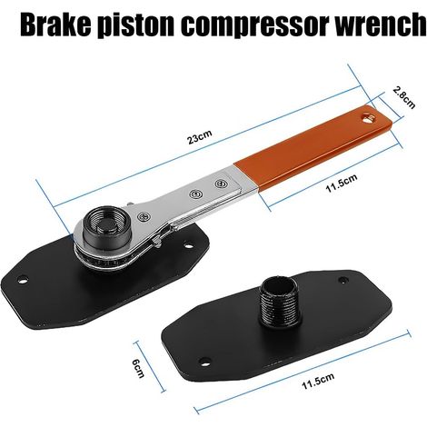 Clé compresseur de piston de frein, outil de presse pour étrier de frein de voiture, rotation à cliquet à 360 degrés, clé compresseur de piston d'étrier à cliquet universelle (orange)