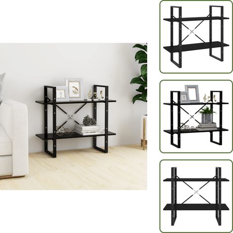 The Living Store Libreria a 2 Ripiani Nera 80x30x70 cm in Legno Multistrato - Libreria nera