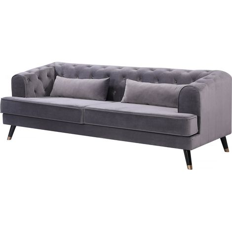 Divano in velluto "Gloria" - 216 x 86 x 76 cm - 3 posti - Grigio