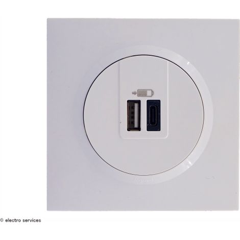 Double chargeur 1 USB Type-A + 1 USB Type-C Dooxie complet Blanc Griffes: Avec griffes