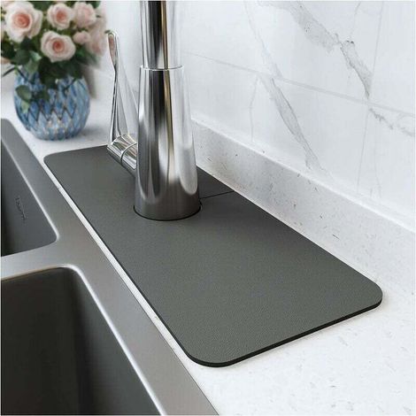 Protection anti-éclaboussures pour robinet d'évier - 1 tapis super absorbant à séchage rapide - Gadgets d'évier - Gris foncé