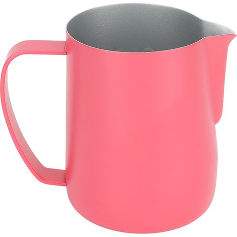 600 ml Milchkännchen aus Edelstahl für Kaffeeschaum, spitzer Ausguss, kirschrote Farbe, ideal für Latte Art. (1/5)