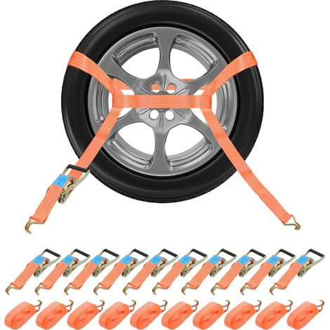 Sangles à cliquet, Longueur 8m, Largeur 50mm, Résistance minimale à la rupture de 5000kg, Crochets en griffe inclus, Certifié EN-12195-2 (1/5)
