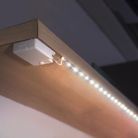 Bande Lumineuse LED Alimentée par Batterie, 1 Mètre Bande Lumineuse LED Alimentée par Batterie Blanc Chaud 2700K pour étagères et Sous Armoire Sans Fil, 3 Packs (1/5)