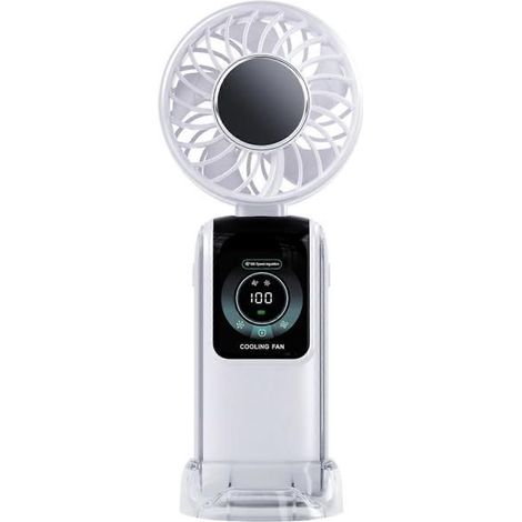 Ventilateur portable silencieux 3600 mAh, puissant et silencieux, texture ABS, idéal pour la chambre, le bureau et l'école, blanc.