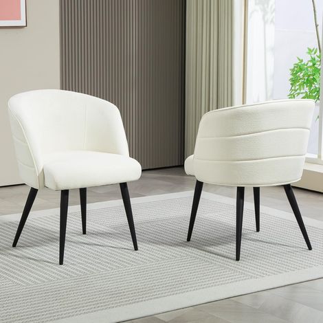 Poltrona da salotto 80 cm, sedia da camera da letto, sedia da lettura, schienale imbottito (2, bianco) (1/5)