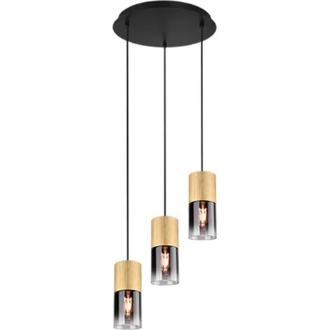Suspension Trio ROBIN design verre laiton/noir Ø37cm 3xE27 (1/5)