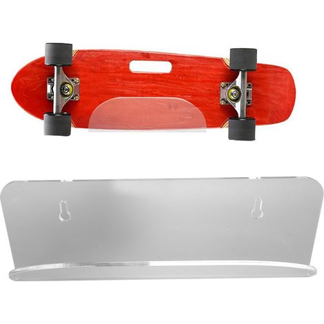 [Wandmontierter Skateboard-Halter] Transparenter Acryl-Garderobenhalter für Skateboards und Longboards (28 x 10 cm) – Einfache Montage, stilvolles Design (1/5)