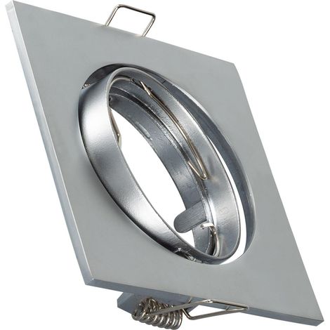 Portafaretto Downlight Quadrato Basculante per Lampadina LED GU10 / GU5.3 Foro Ø 72 mm Argento