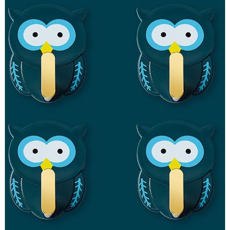 CCYKXA (Green)4 Pieces Owl Hooks, Adhesive Hooks for Kids, Wall Mounted Coat Rack No Drilling, Wall Hooks for Children's Wardrobe for Bathroom, Kitchen, Door, Decoration