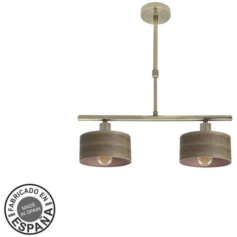FABRILAMP Gilda Lampada 2xe14 Cuoio scuro/Legno Regx43x14 Cm