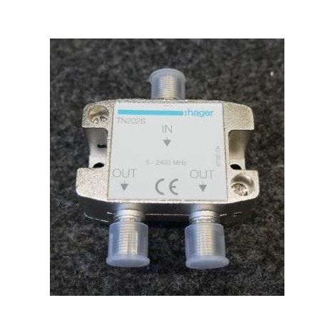 Hager TN202S Repartiteur TV hertzien/satellite 2 sorties COAX (1/6)