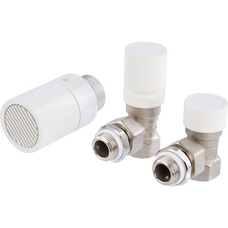 Ensemble tête thermostatique + robinets droit et équerre F 3/8'- TL1 - RBM (1/2)